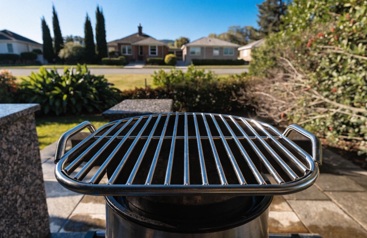 Clean restored stainless steel BBQ grill grate after professional cleaning service