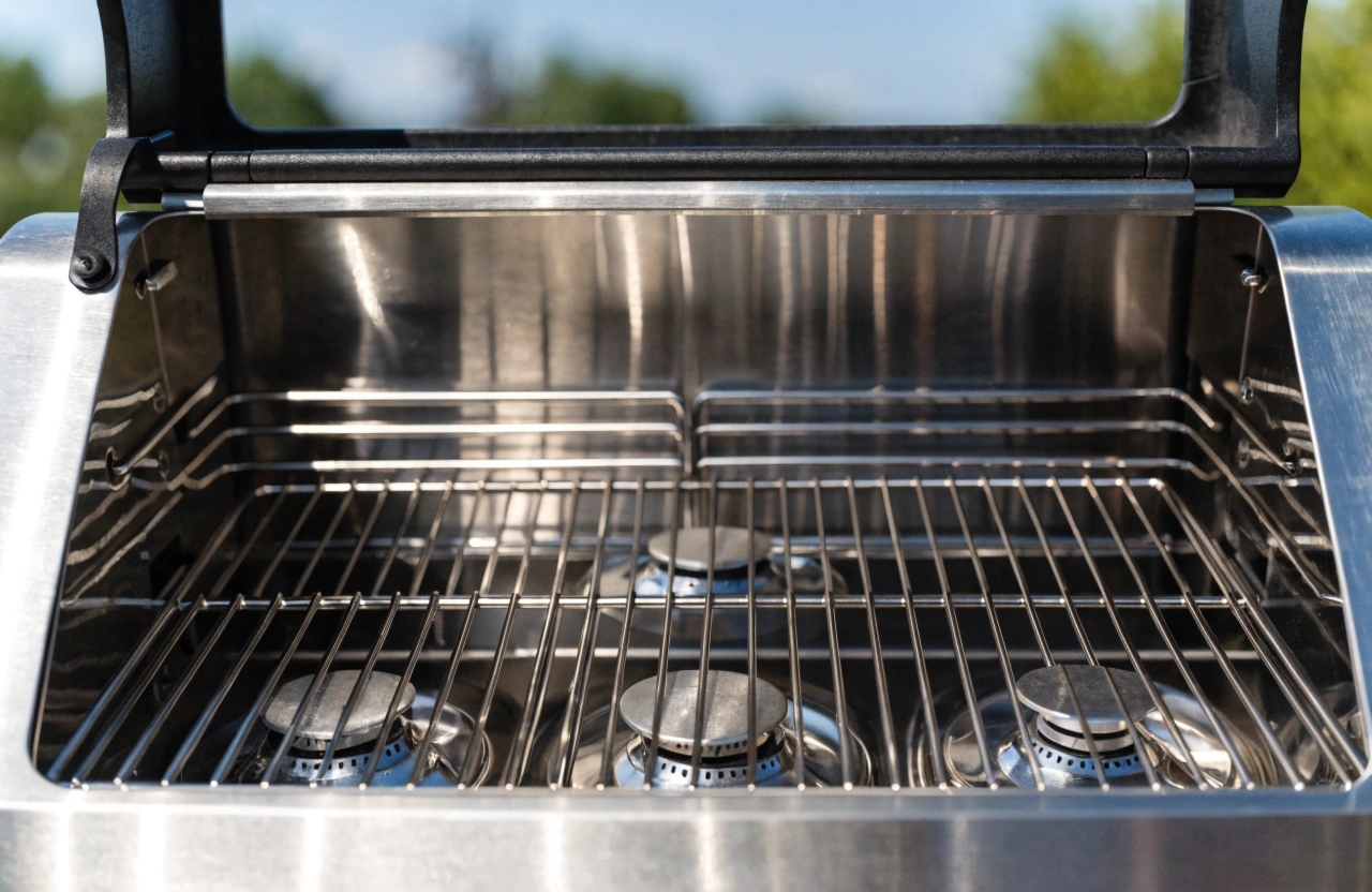 Close-up of clean BBQ grill grates after professional deep clean
