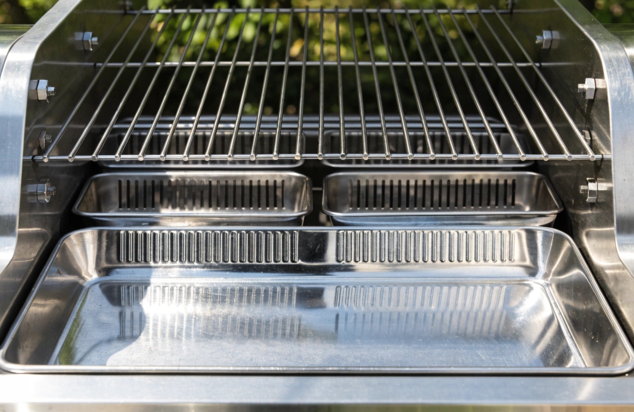 Clean BBQ drip tray and grease channels after professional BBQ degreasing service in Newcastle