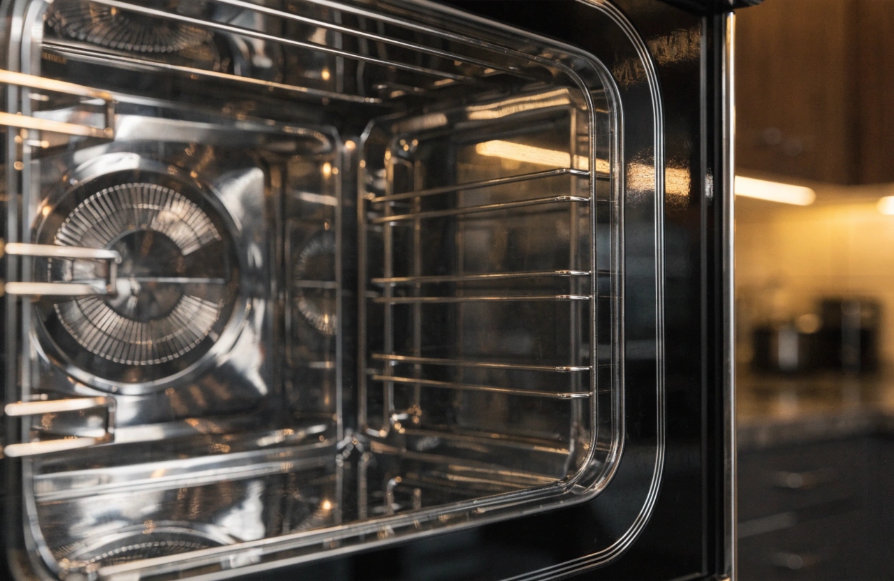 Spotlessly clean oven door glass after professional oven cleaning Newcastle