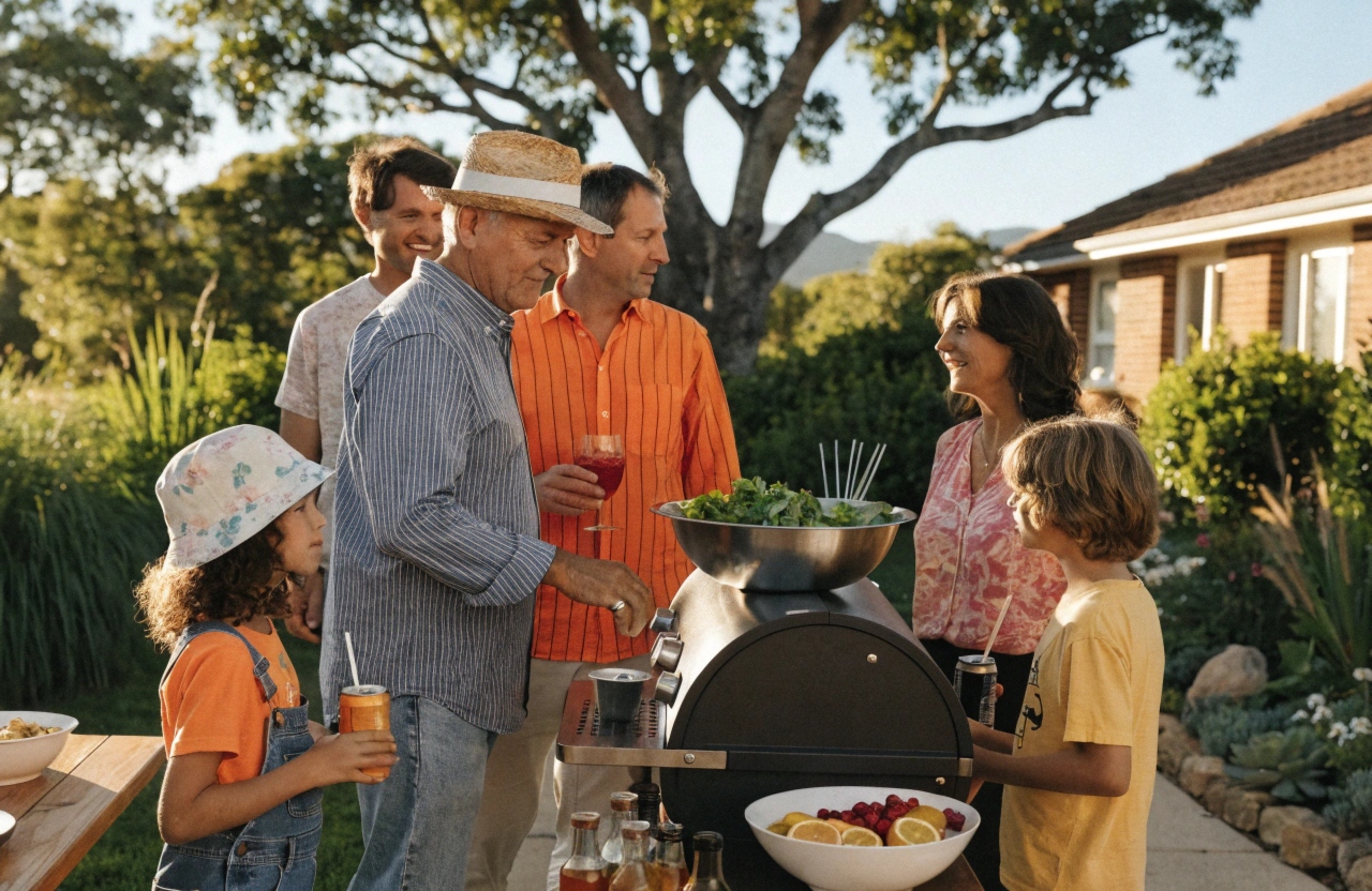 Newcastle family enjoying a gathering around a professionally cleaned BBQ