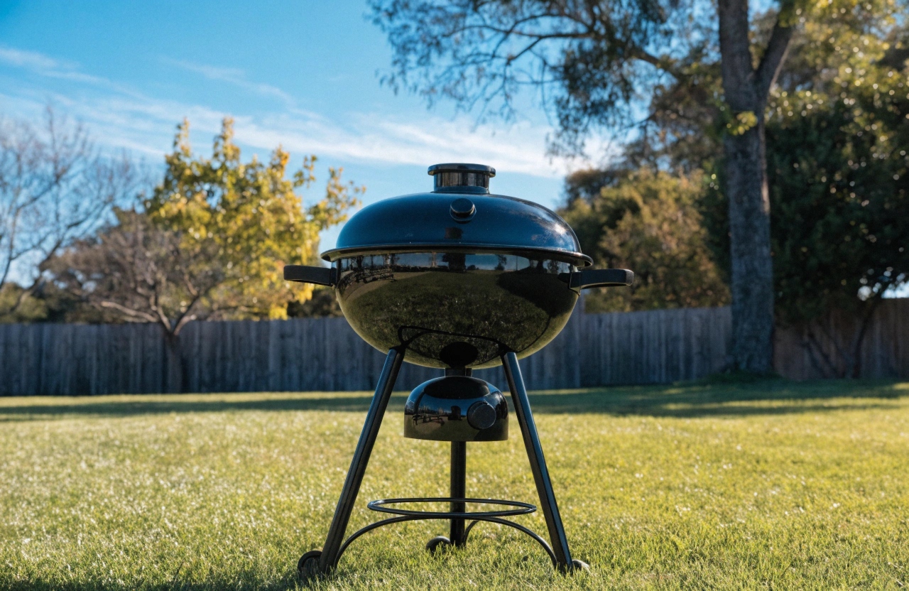 Charcoal kettle BBQ after professional cleaning with restored bowl interior and clean cooking grates
