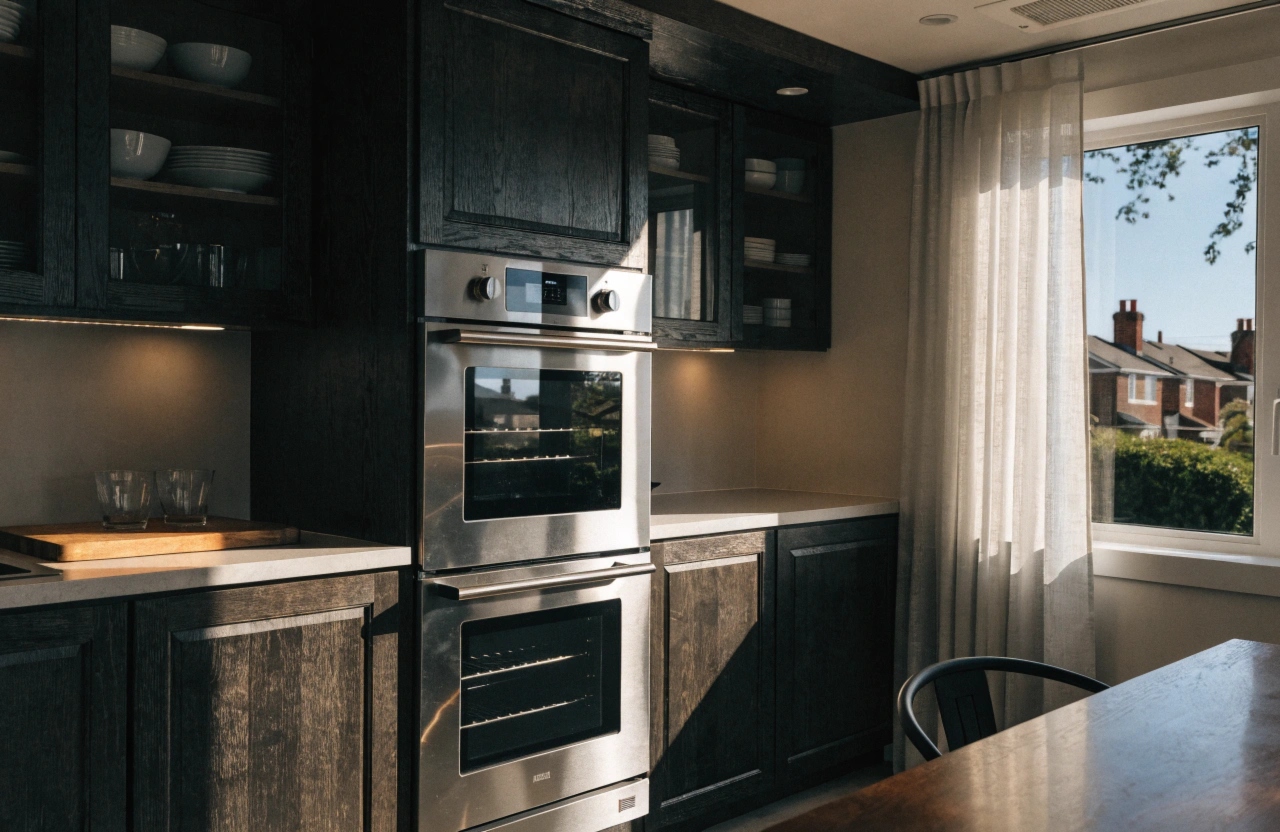 Modern Australian kitchen with freestanding oven in Newcastle suburban home