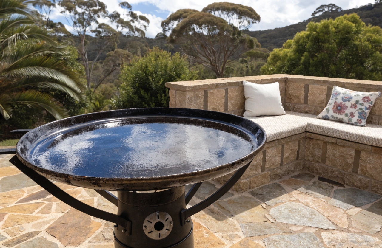 Freshly re-seasoned cast iron BBQ plate after professional restoration service in Newcastle