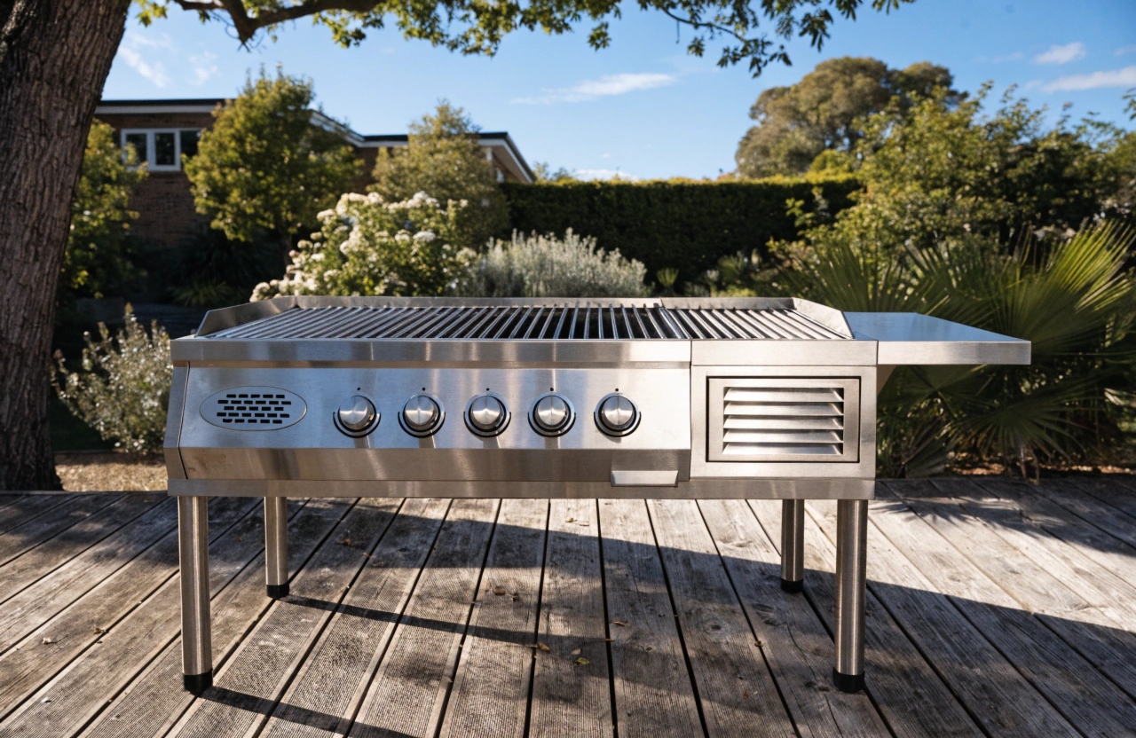 Clean and restored outdoor BBQ on a backyard deck after professional cleaning service in Newcastle