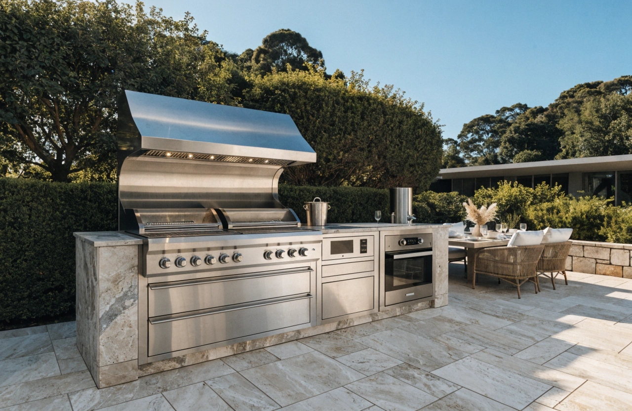 Built-in outdoor BBQ cleaned by professional Newcastle BBQ cleaning service