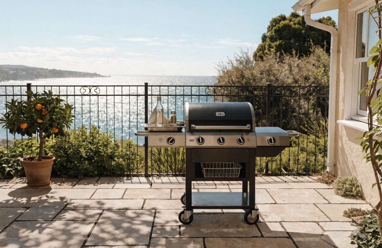 Weber BBQ in Newcastle coastal backyard ready for weekend cookup