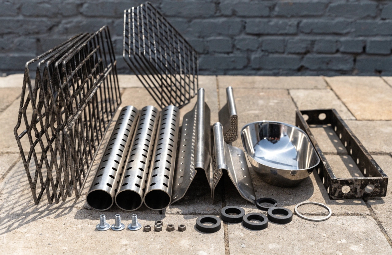 BBQ components fully disassembled for a professional deep clean service